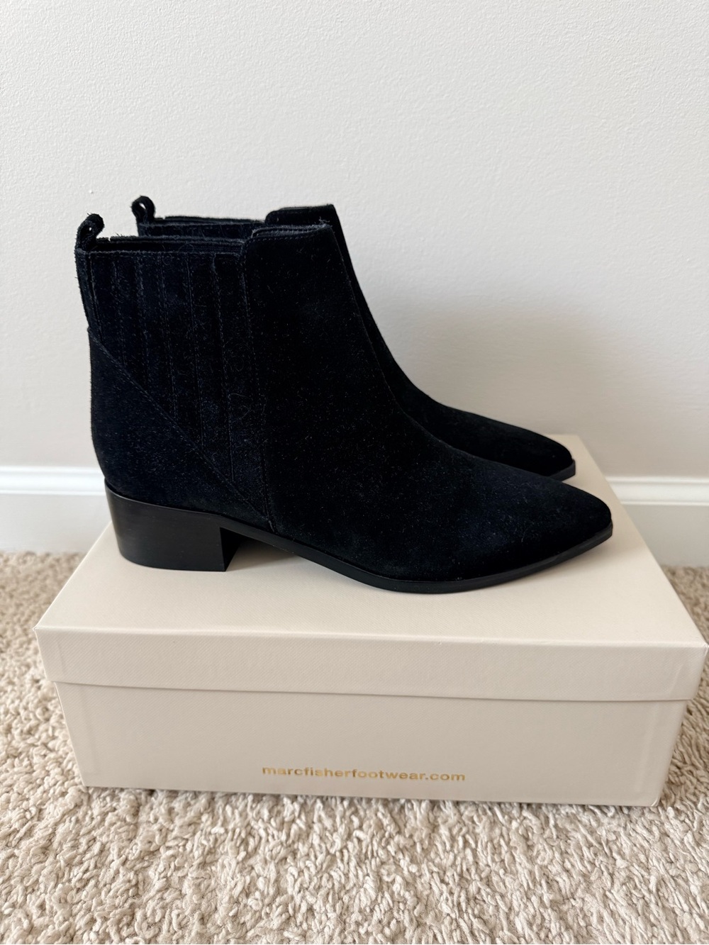 Marc Fisher Yolli Black Suede Chelsea Boots